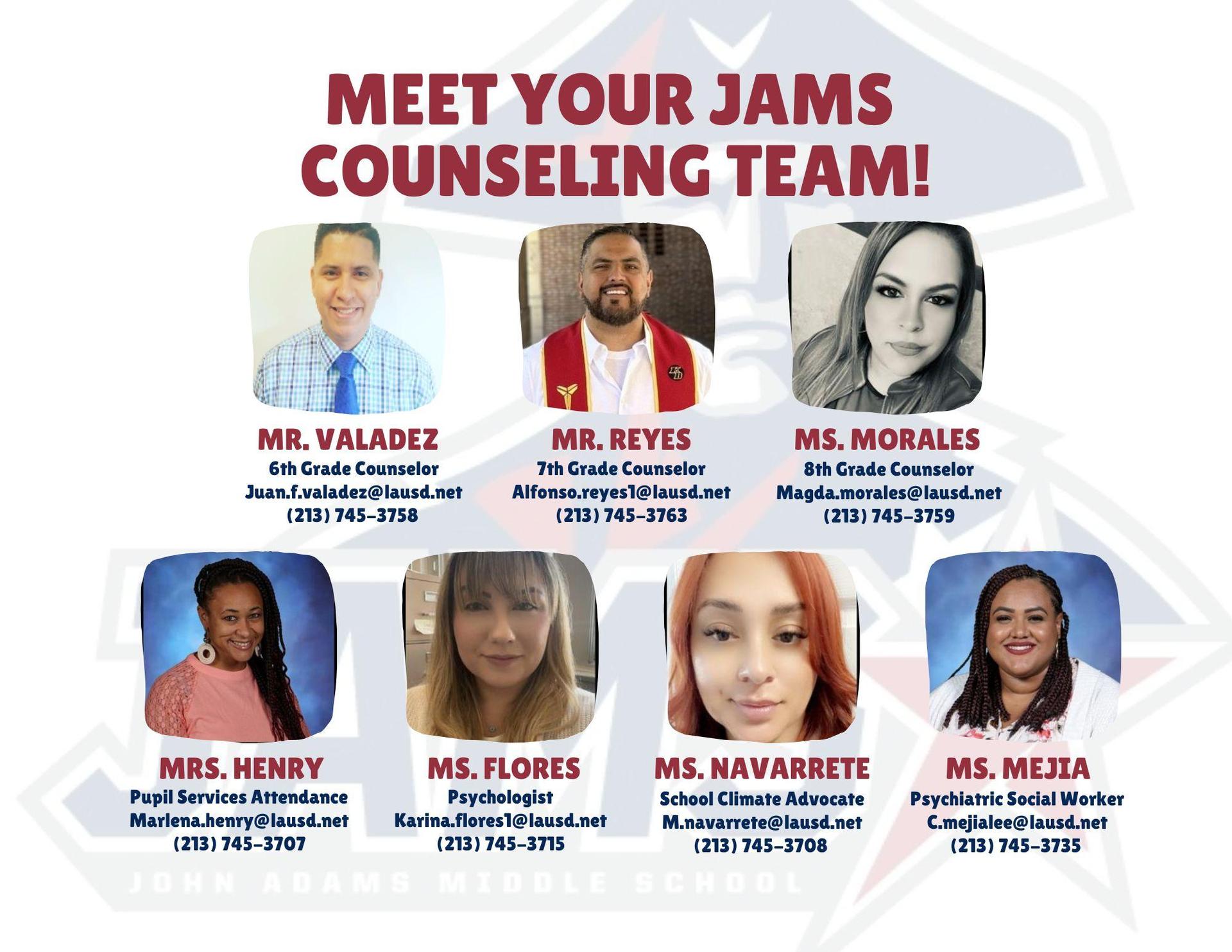 Meet Your JAMS Counseling Team!