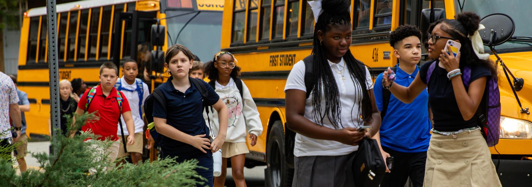 Students walk to school