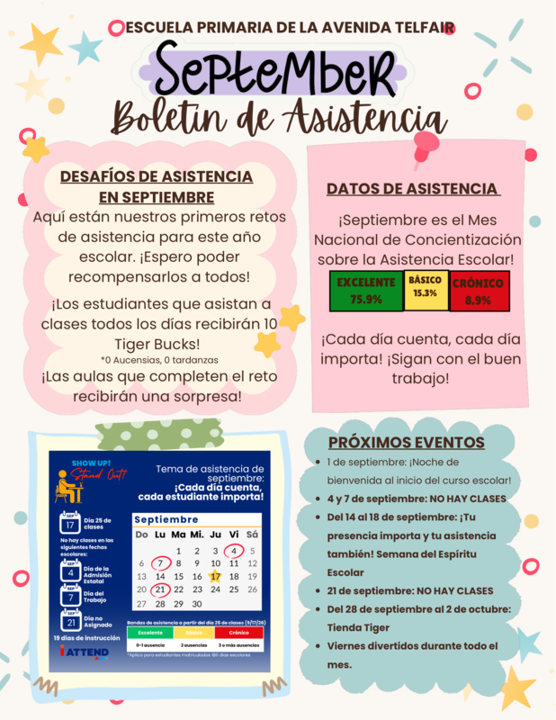 boletín de asistencia para el mes de septiembre