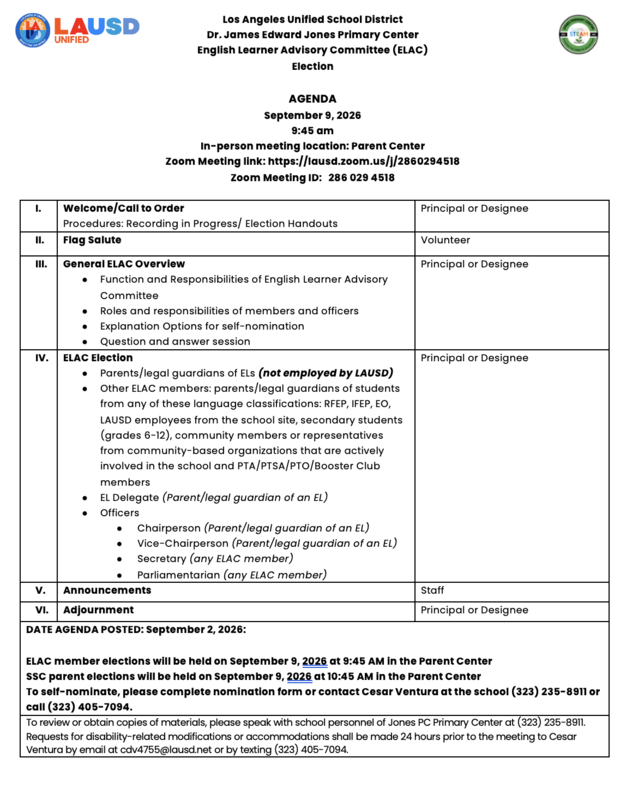 9-9-26 ELAC Elections Agenda