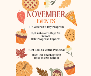 November events with autumn-themed illustrations and text highlights.