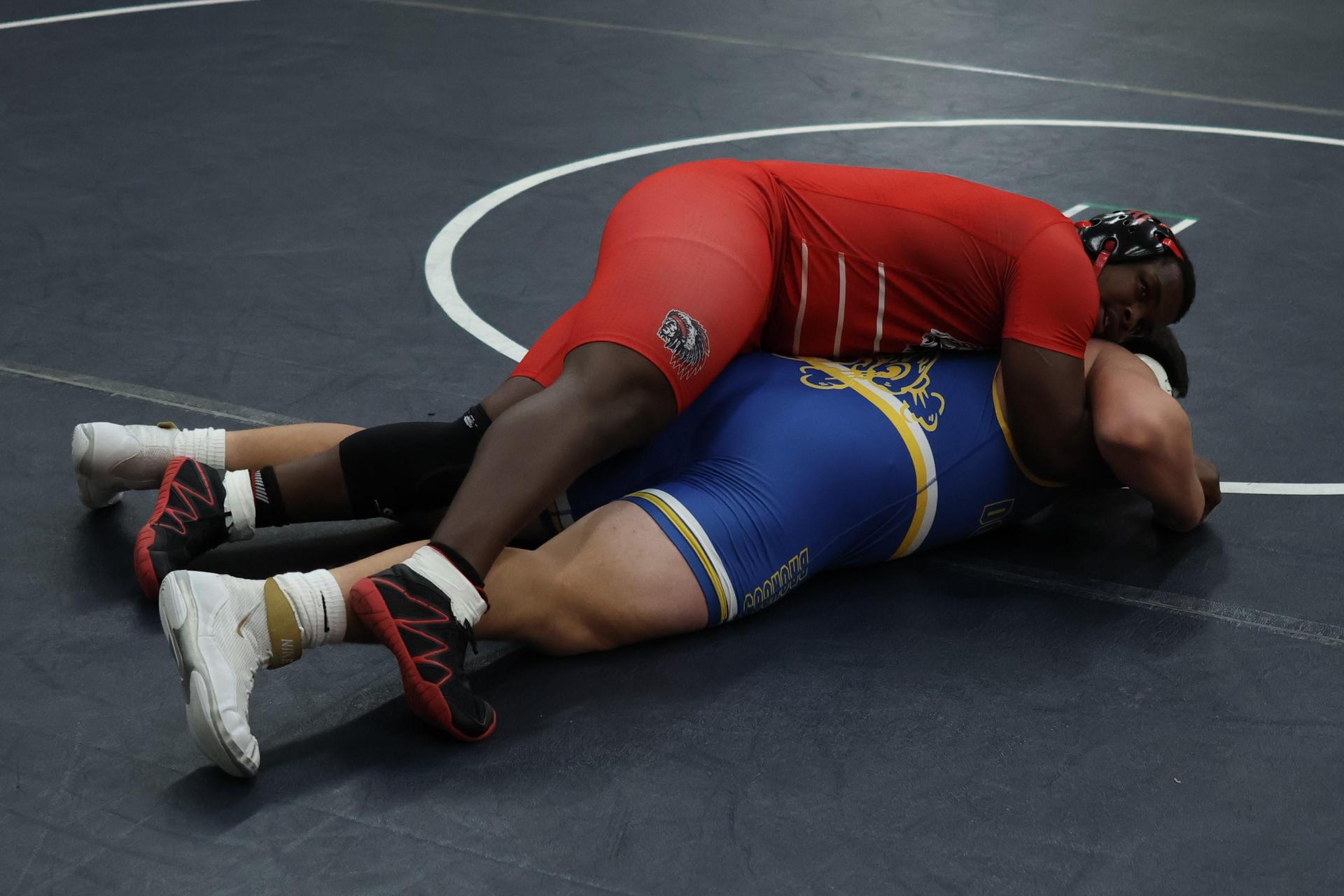 Boys wrestling in the Liberty Duals event 92