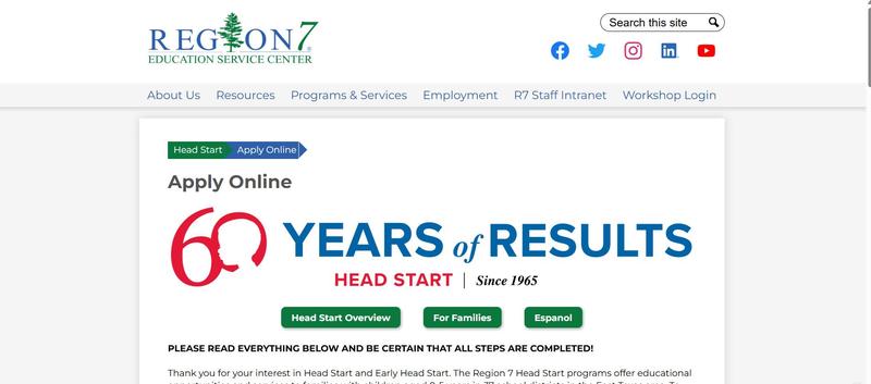 Head Start Application