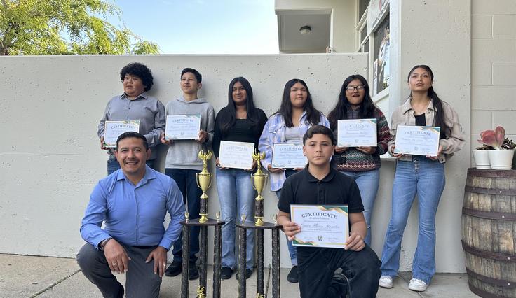 Fairview students receiving an awards