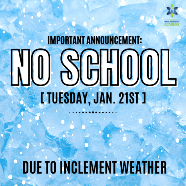 Attention MMSAD Families:  Due to the weather, there will be no school on Tuesday, January 21st. 