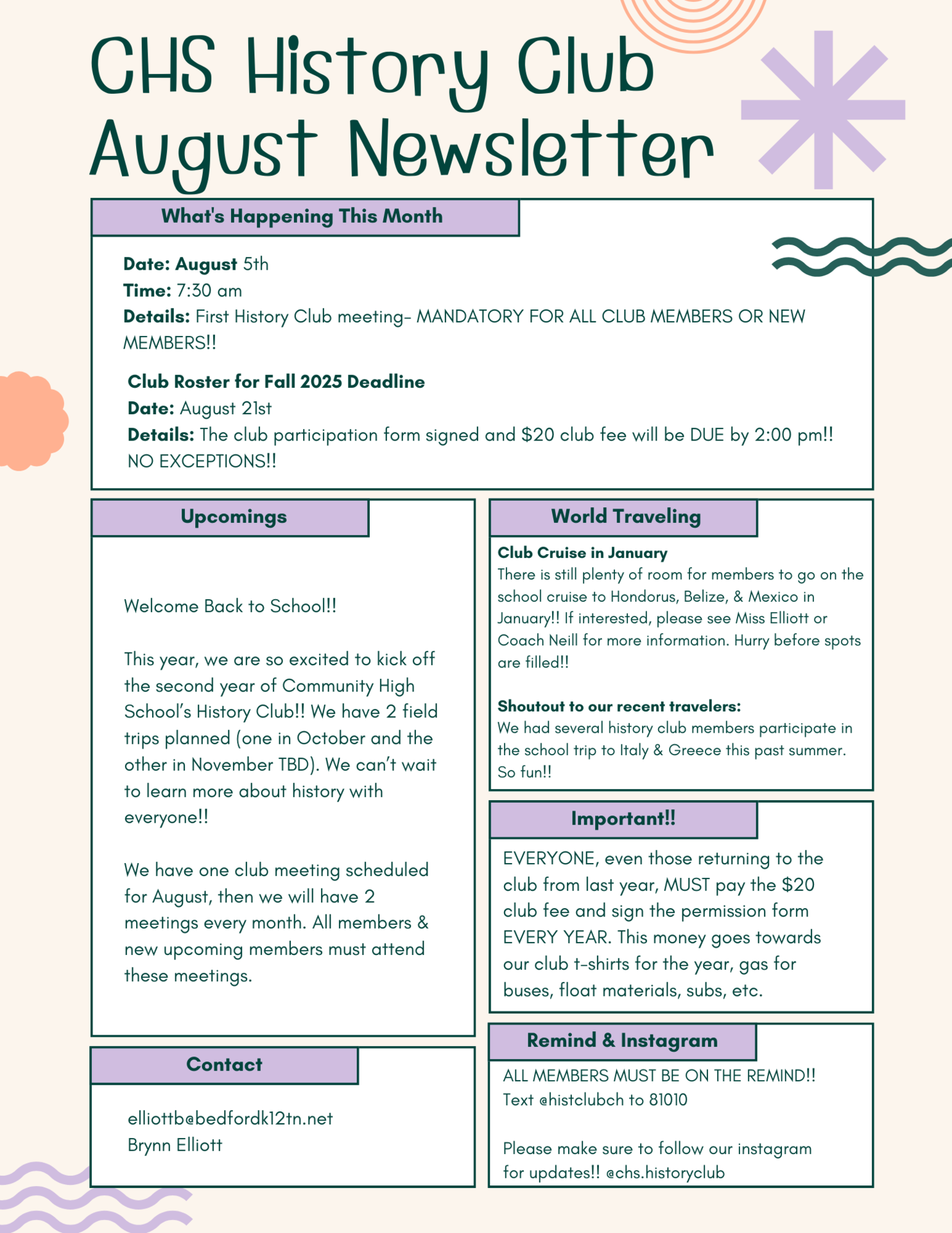 August Newsletter