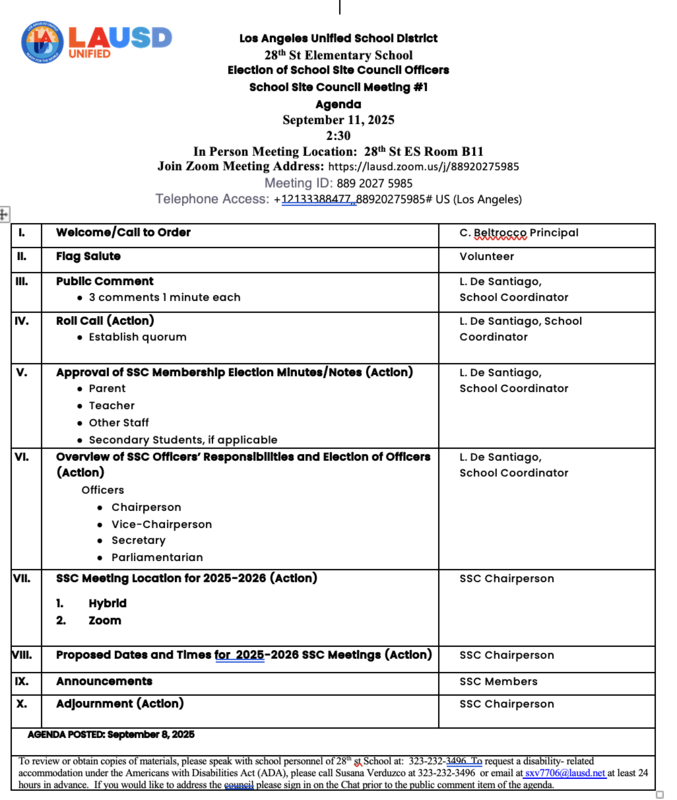 SSC Agenda 9-11-25