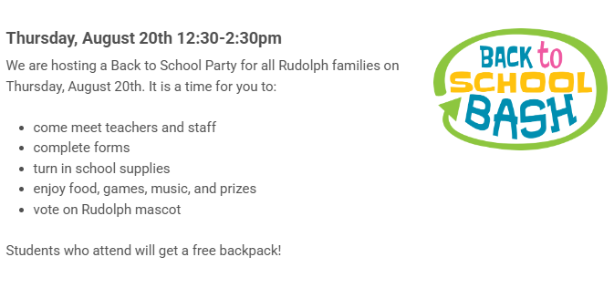 image of back to school bash