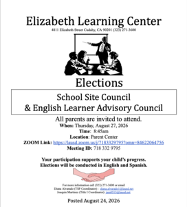 ELAC & SSC Parent Elections/Elecciones