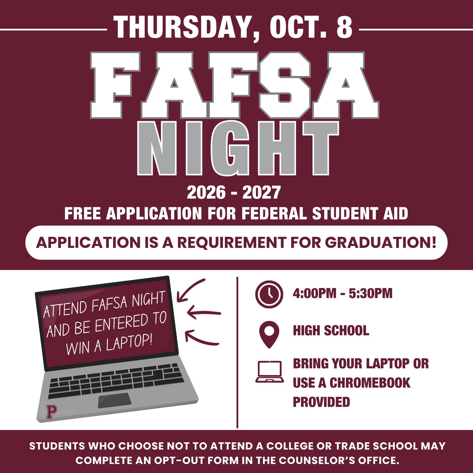 FAFSA Night, October 8