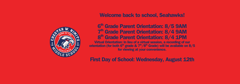 Welcome back to school, Seahawks! Click Here to view our Orientation recording! ¡Haz clic aquí para ver la Grabación de Nuestra Sesión de Orientación! Featured Photo