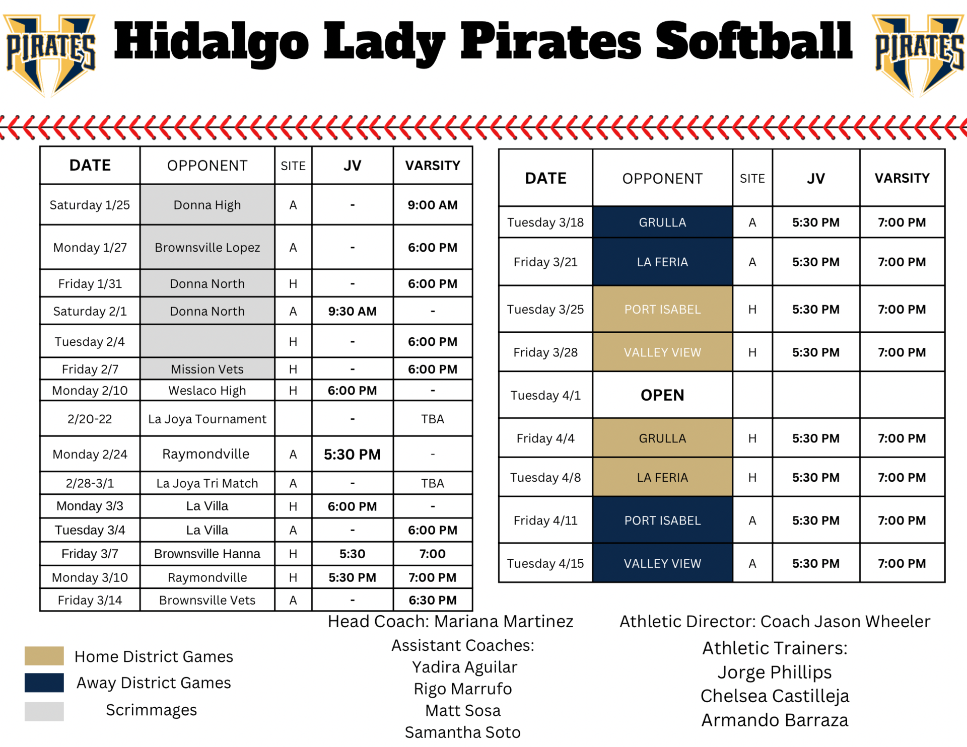 SB Schedule