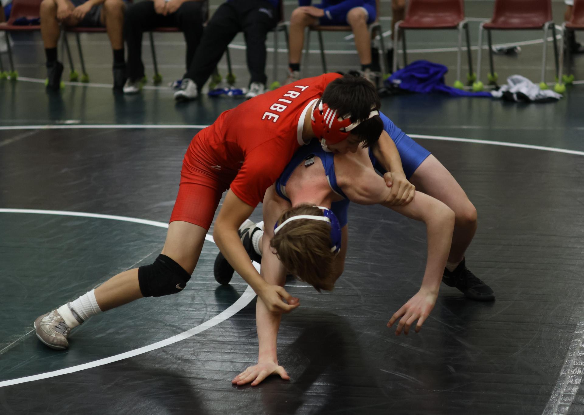 Boys wrestling in the Liberty Duals event 2