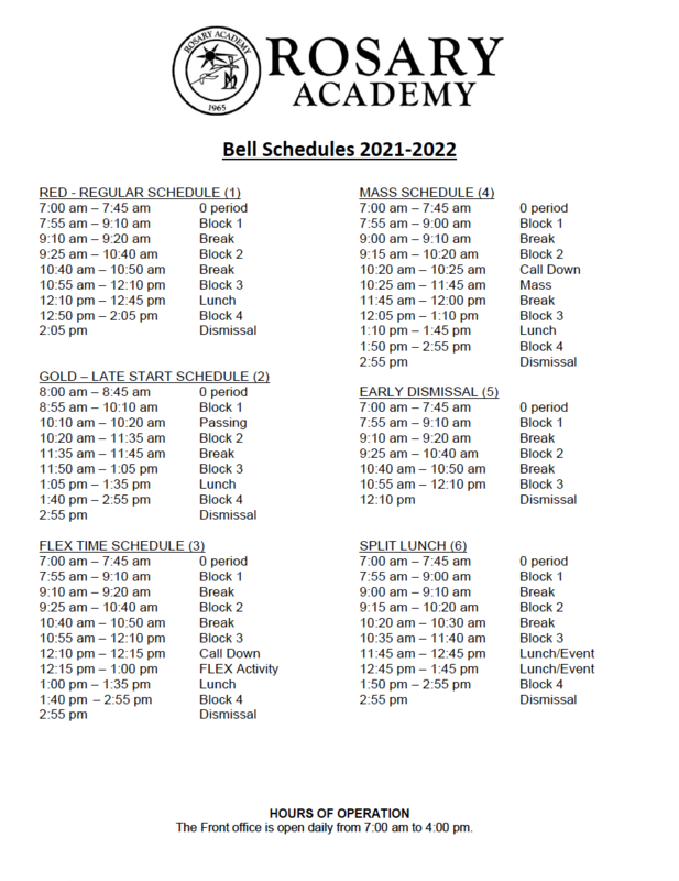 2021-2022 Bell Schedule Featured Photo