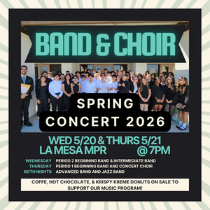 Band & Choir Spring Concert 2026 with same info on date & time