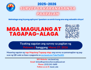 Tagalog flyer for School Experience Survey
