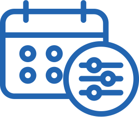 Calendar and gears icon