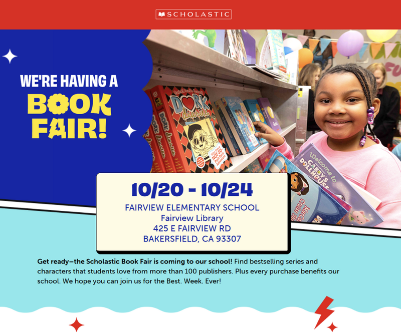 The Scholastic Book Fair is coming to Fairview! Thumbnail Image