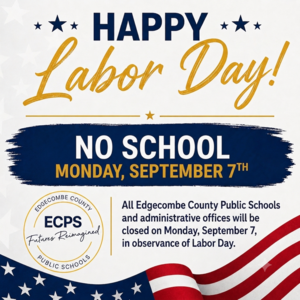 No School on Monday, September 7th in observance of Labor Day.