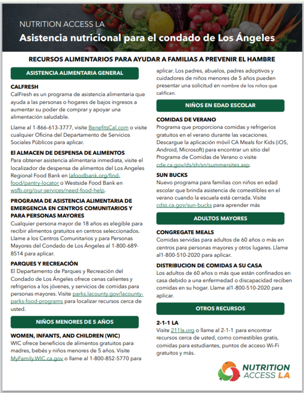 Asistencia nutricional del condado de Los Ángeles