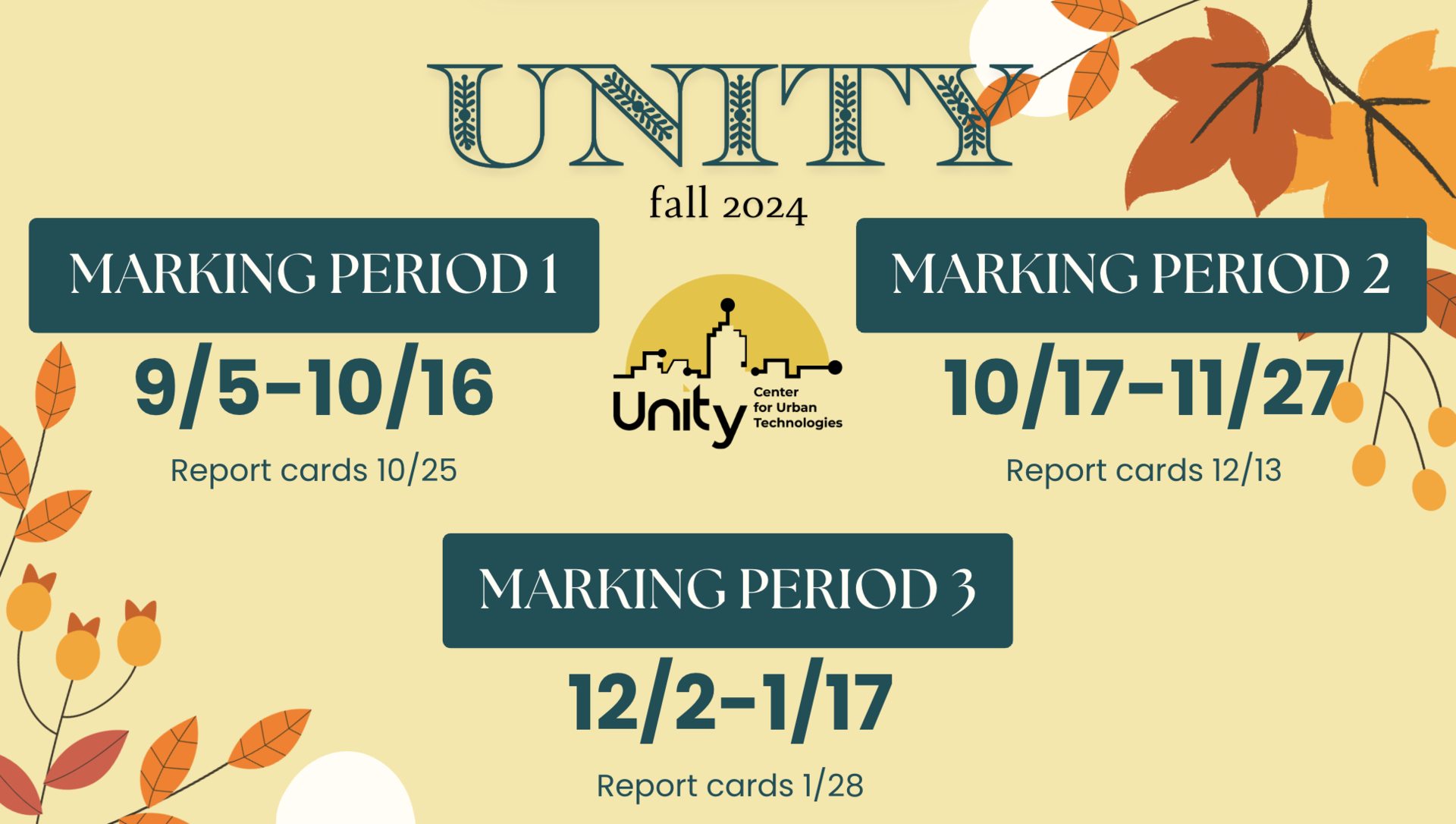 Fall Semester Marking Period Dates
