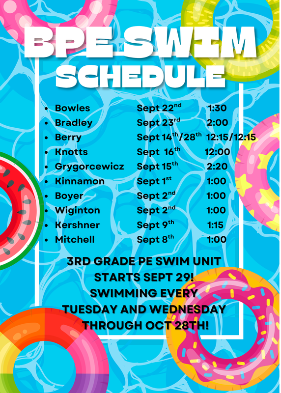 BPE Swim Schedule