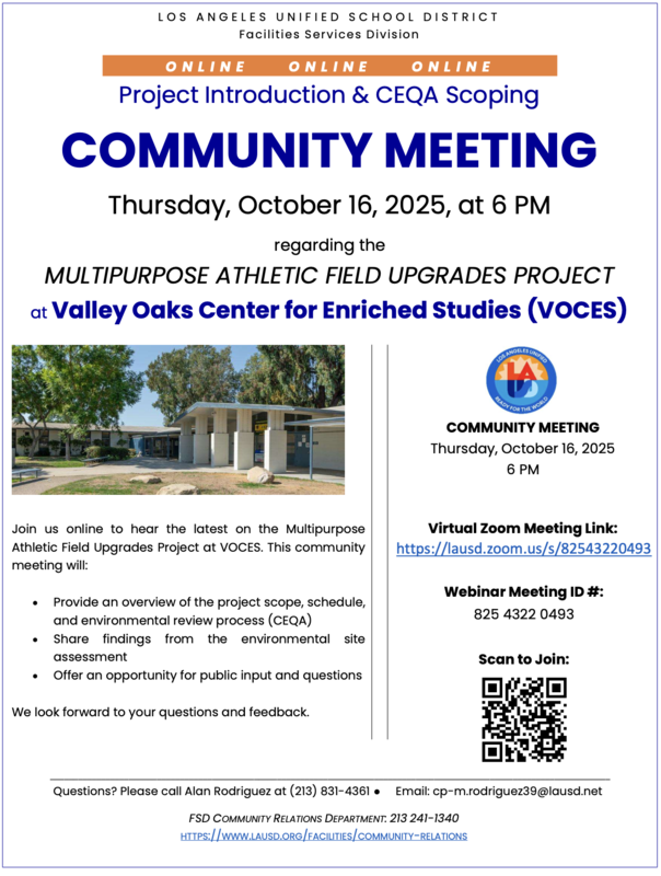 community meeting regarding the PE area and football field