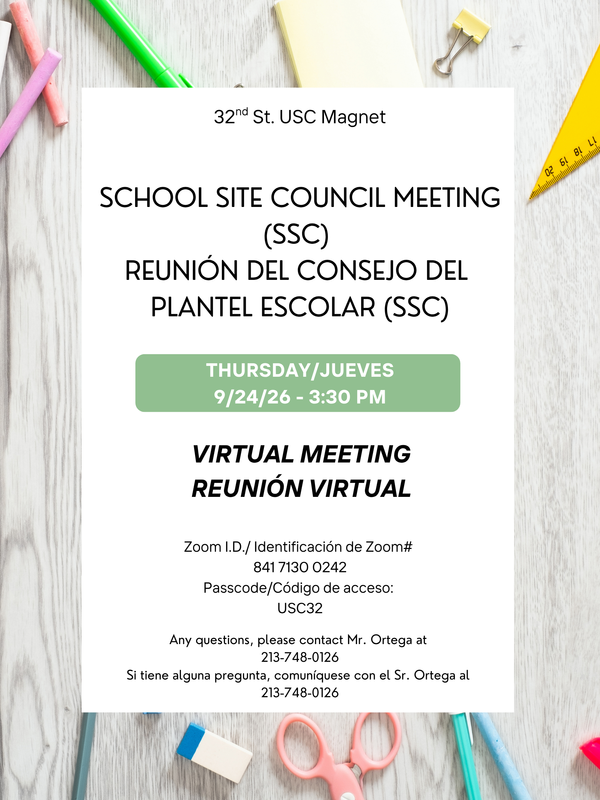 SSC Flyer with meeting information.
