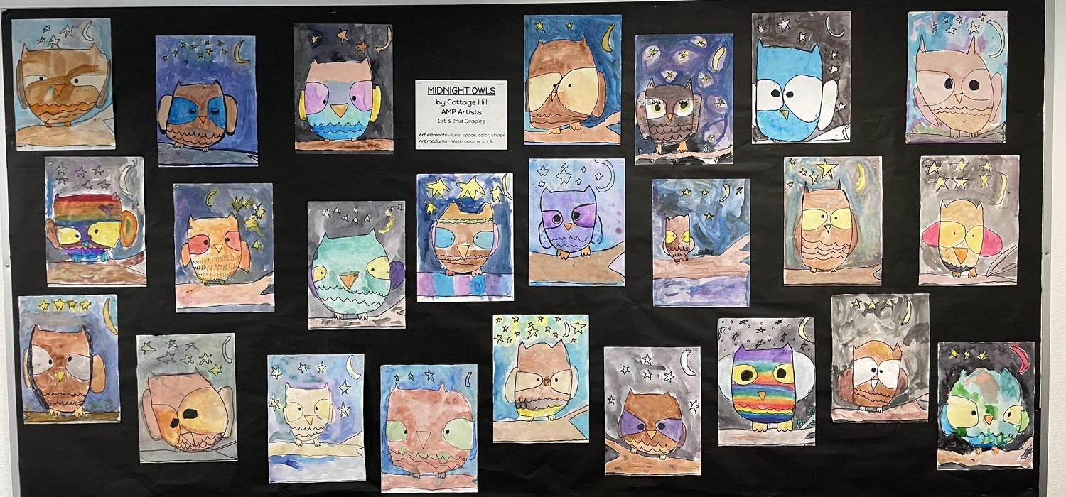 Midnight Owls by Cottage Hill 1st & 2nd grade artists