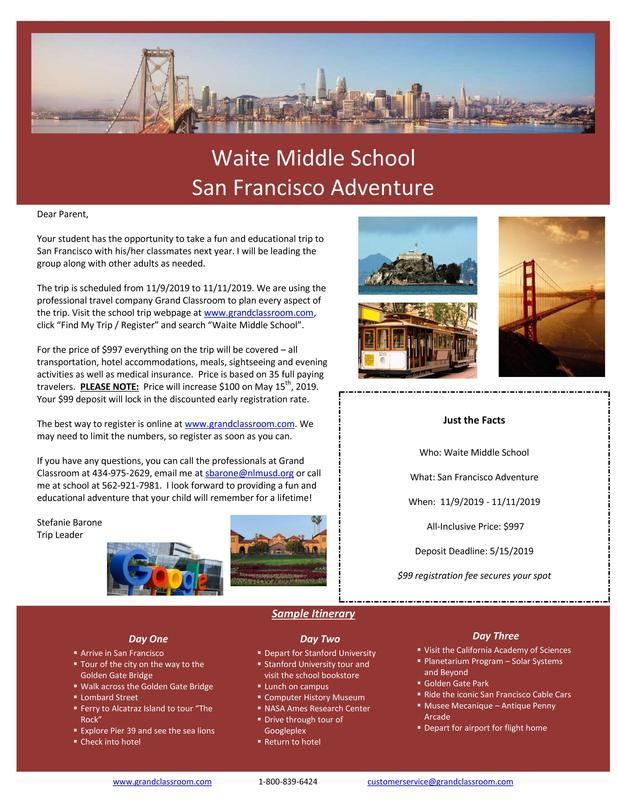 Waite Middle School Tour SF (Click Here) Featured Photo