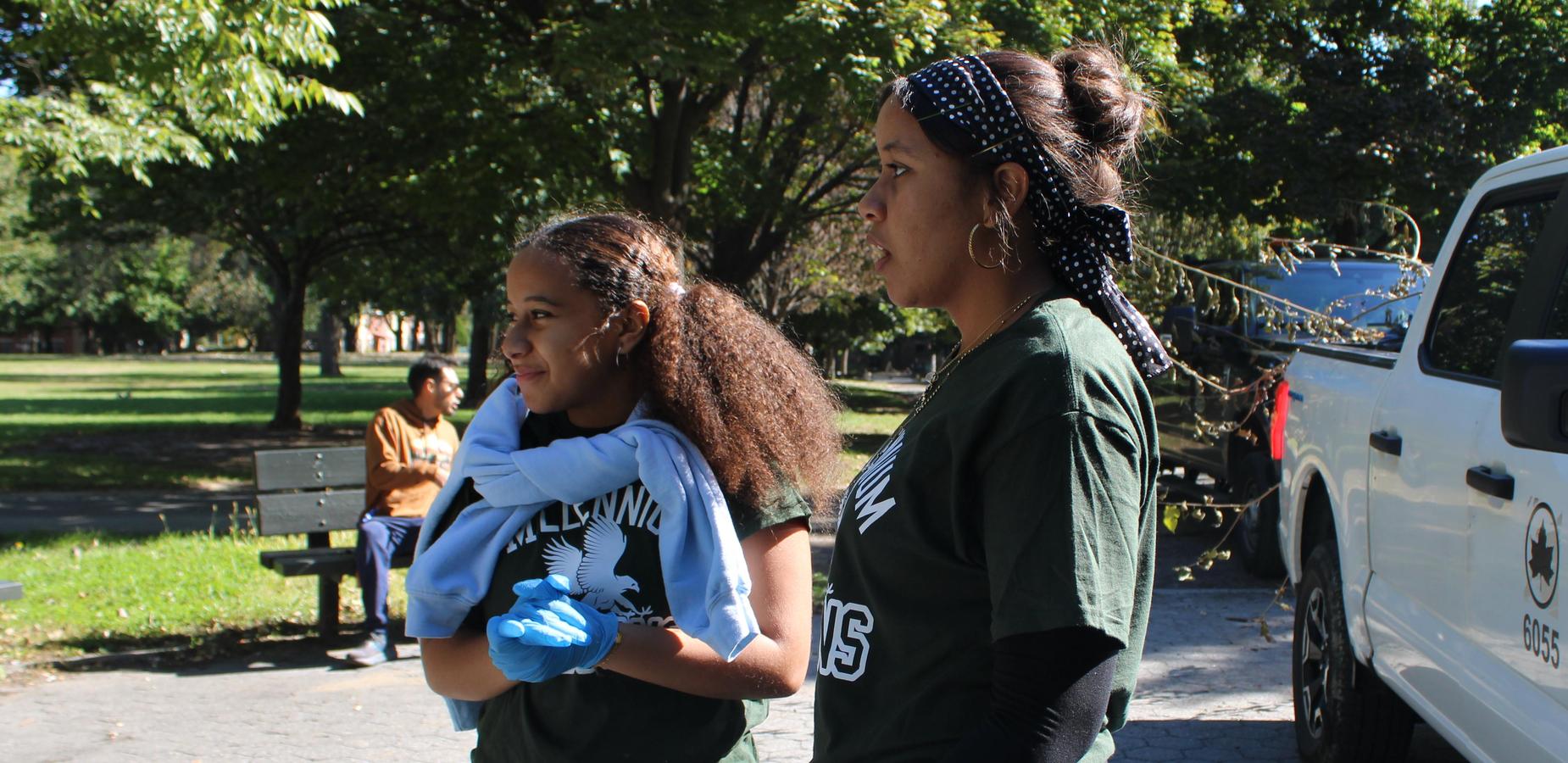 Students posing in the park