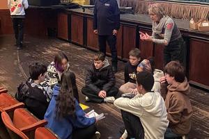 The drama students learned all that goes into playwriting from the volunteers in the playwriting workshop