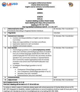 ELAC Election Agenda