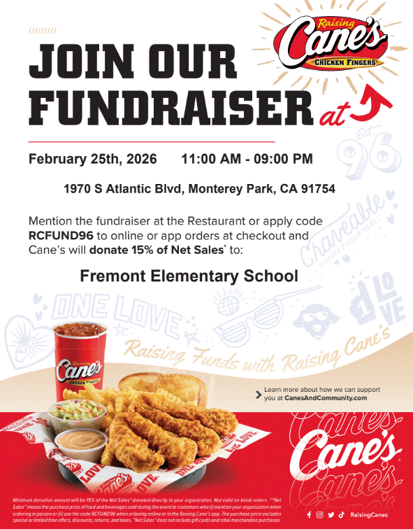 8th grade Fundraiser: Raising Canes: Feb 25th Featured Photo