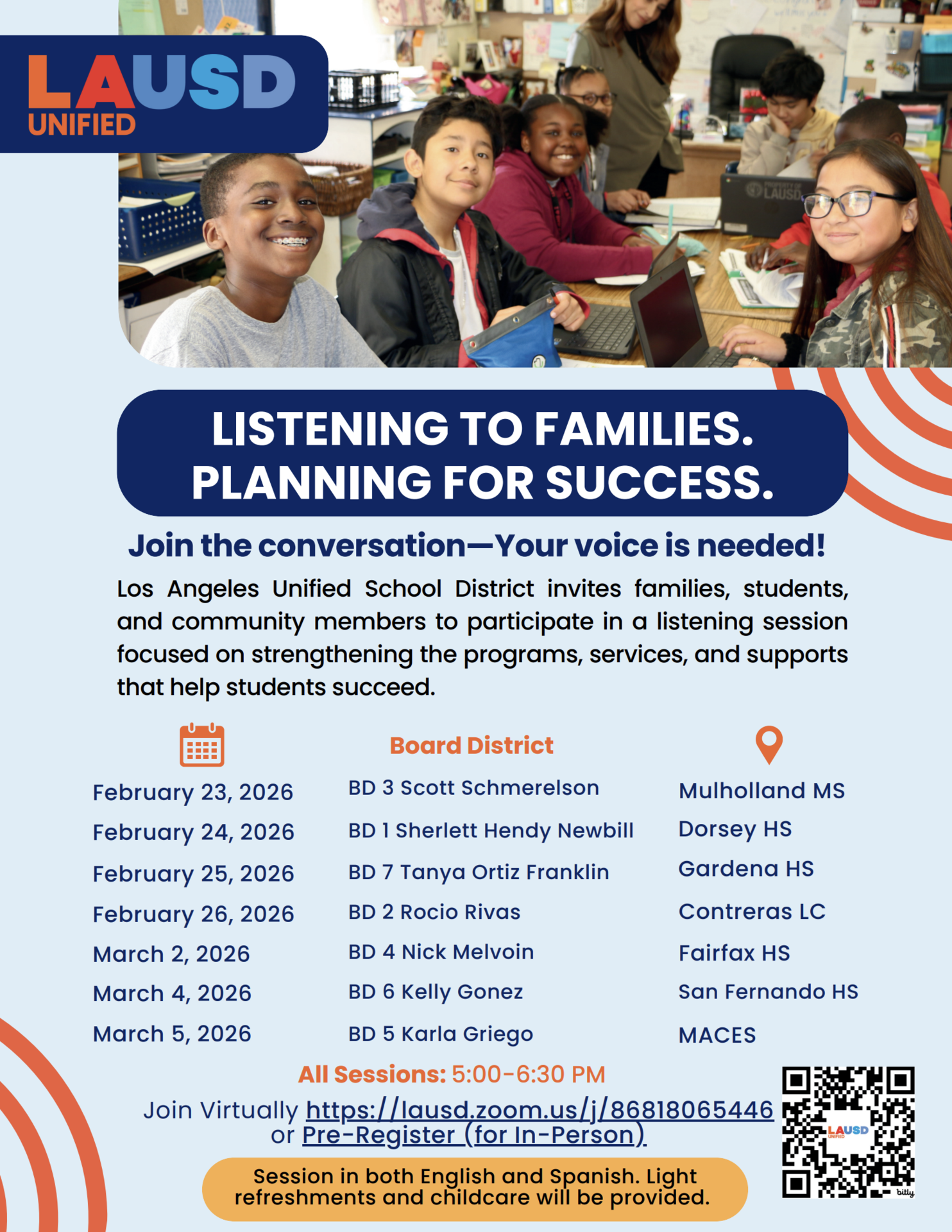 Listening to families. Planning for success. 