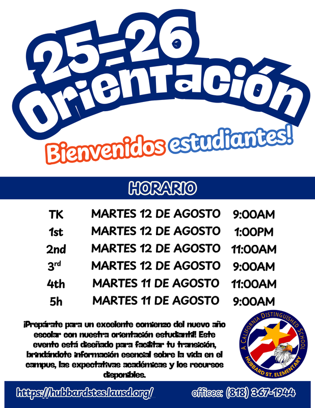 25-26 Student Orientation Flier SPANISH