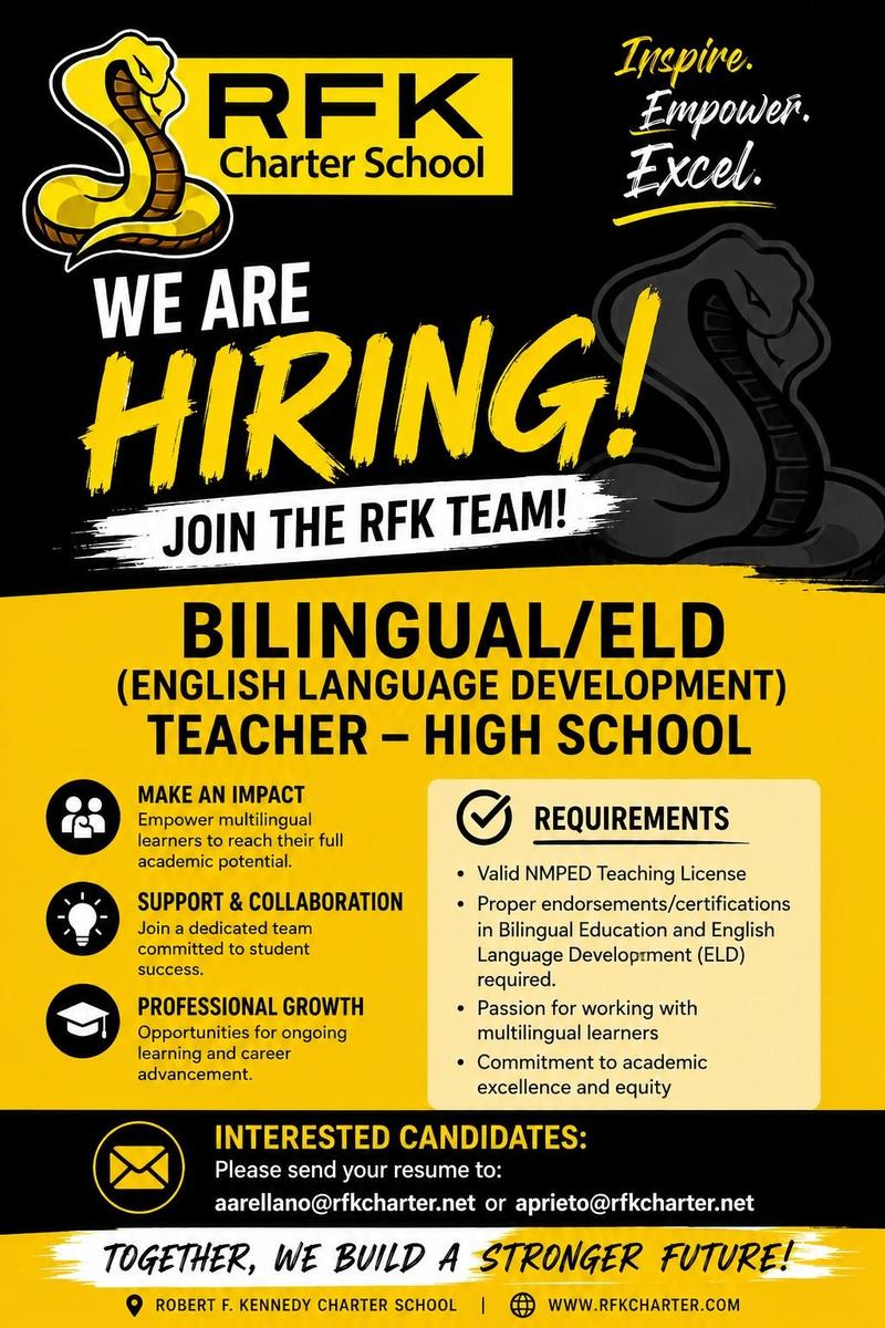 Now Hiring- Bilingual/ELD High School Teacher