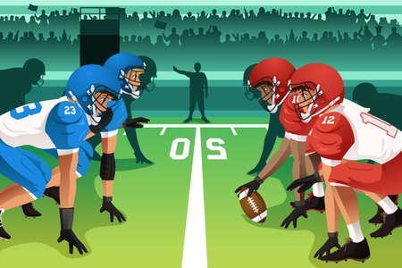Football teams on a field