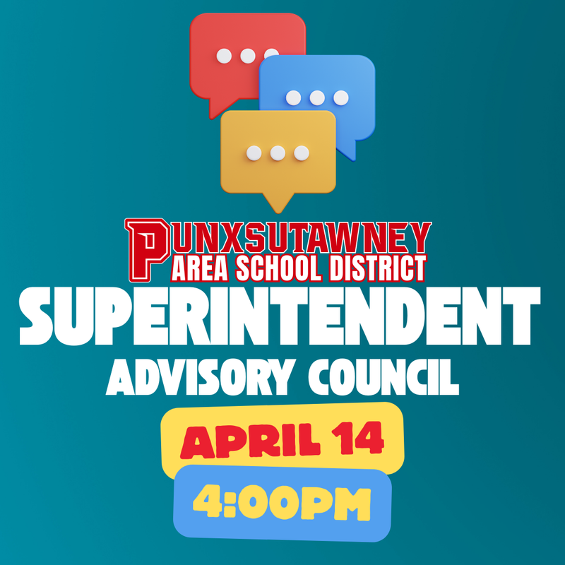 blue background with clipart of talking bubbles, PASD logo, and text stating the meeting date and time