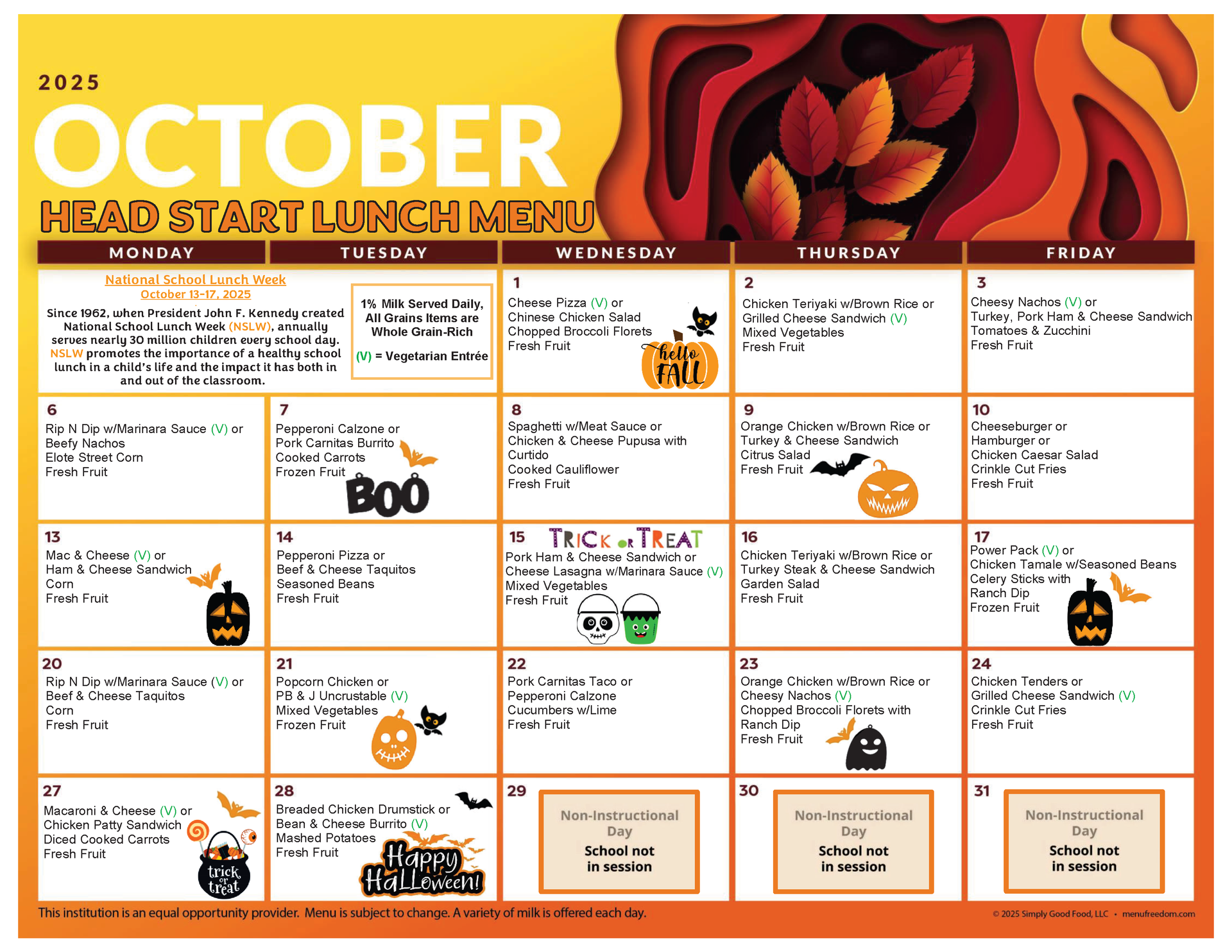 Head Start Lunch Menu (click to view)