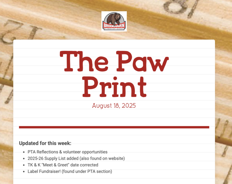 The Paw Print: Week of August 18th