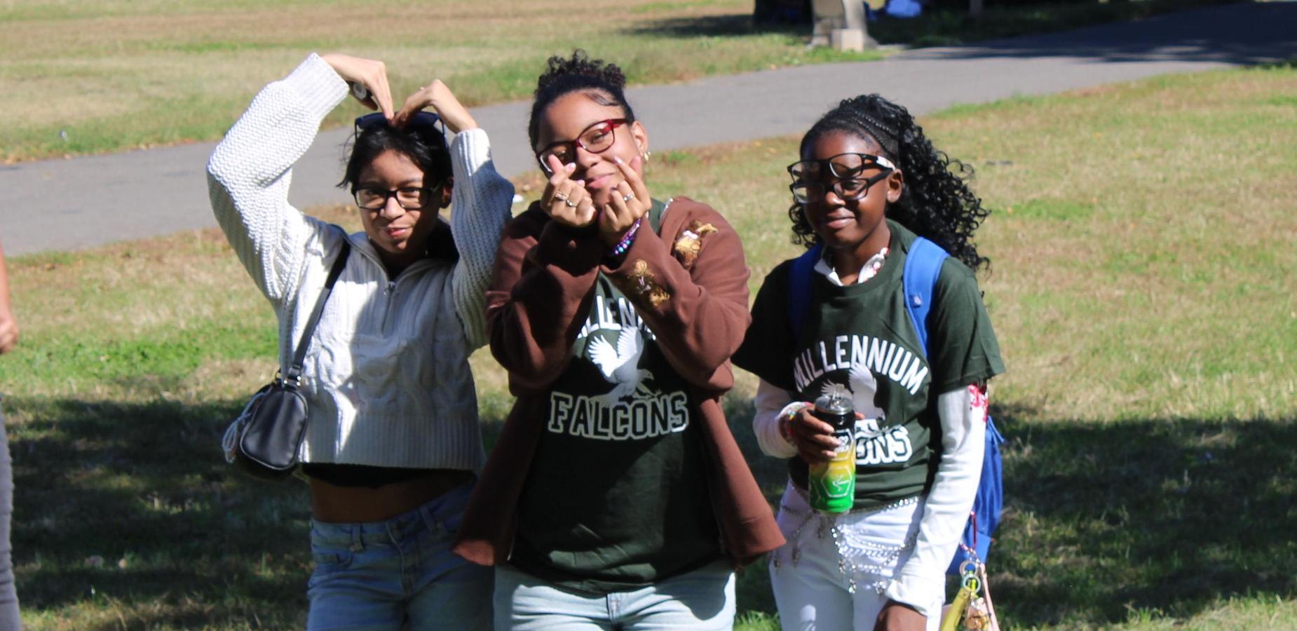 Students posing in the park