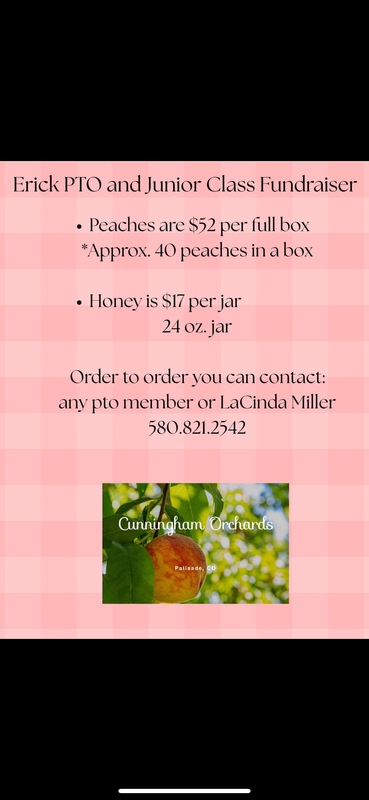 Fundraising flyer for peaches and honey with contact information.