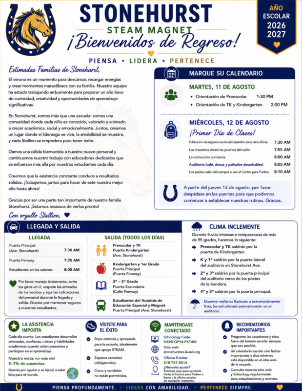 Information on new school year