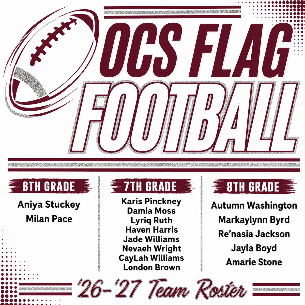 Titan Flag Football Team Roster