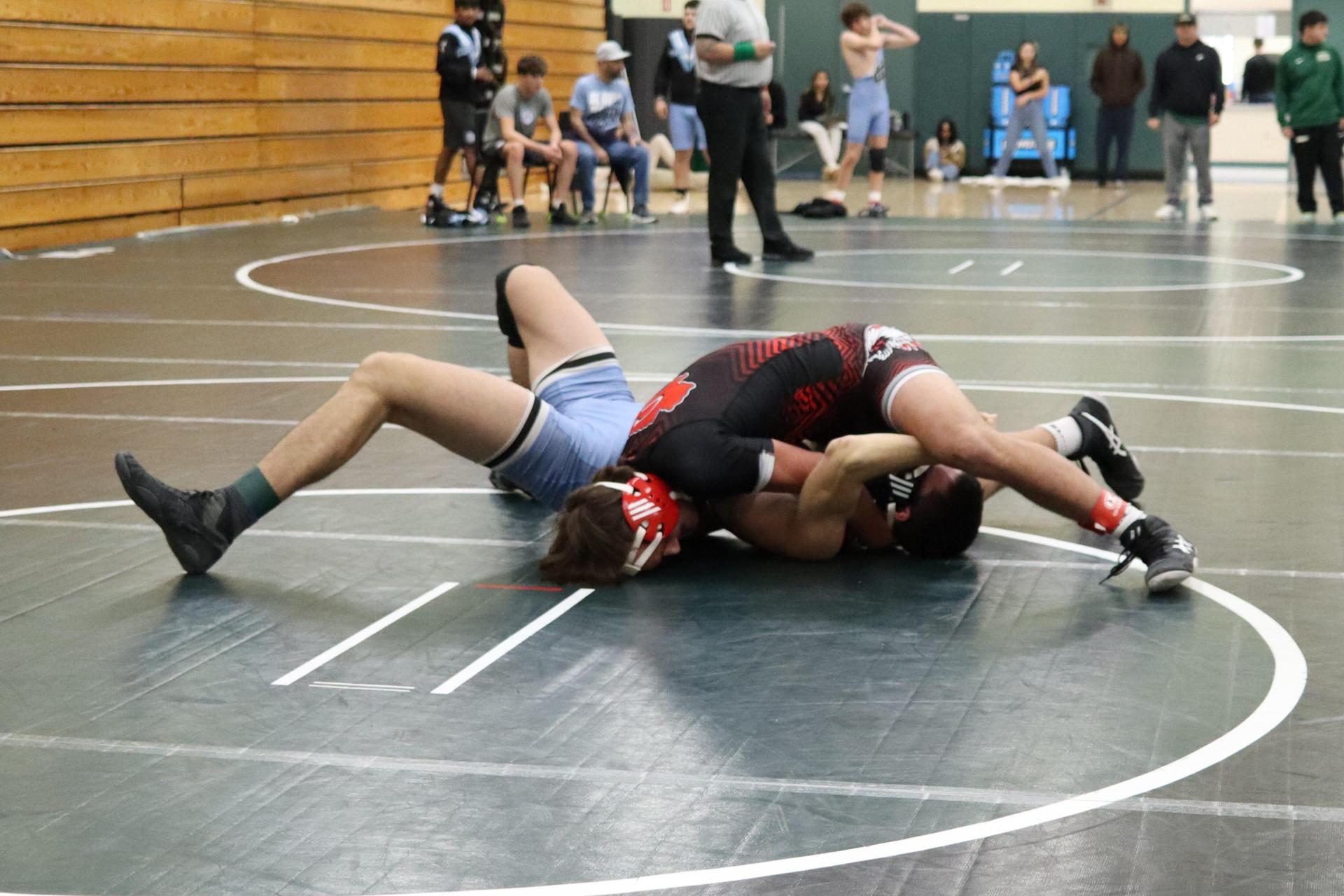 wrestlers in action at the Hawks invitational