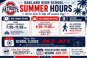 OHS Summer Hours 8-11