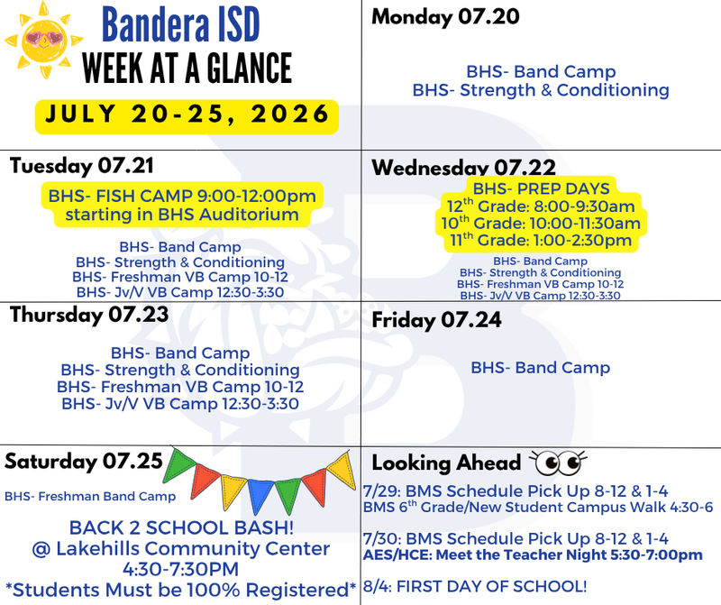 week at a glance white background with week events