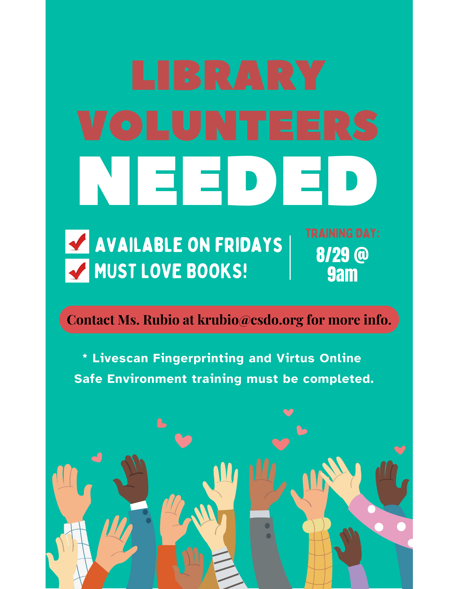 Library Volunteers needed