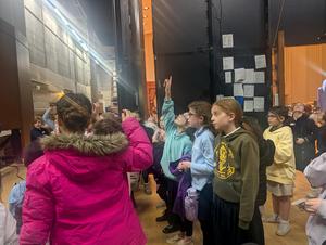 The students get a tour of the backstage.